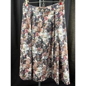 TOP DESIGN Premium Floral Pleated Midi Skirt Size S Made in Latvia Rose Print